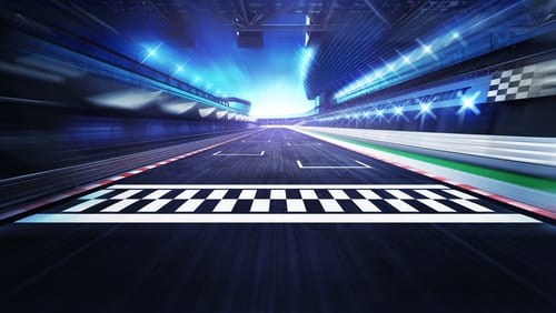 finish line on the racetrack with spotlights in motion blur, racing sport digital background illustration-img-blog