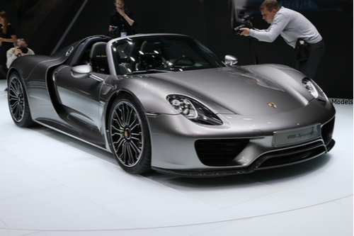 Porsche 918 Spyder photographed in Frankfurt, Germany.